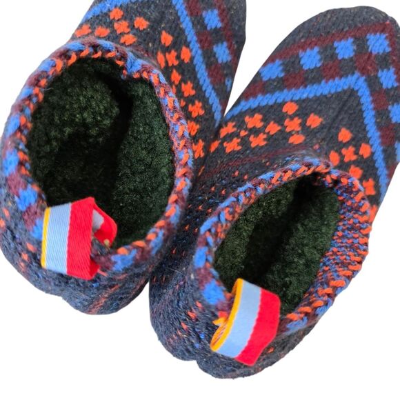Bombas Women's S Sherpa-Lined Blue Orange Green Gripper Sock Slippers - Picture 7 of 11